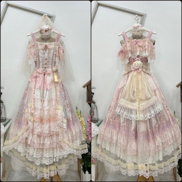 ✨Rare Find ✨Sweet Lolita Pink Lace Dress - Picture 6 of 14